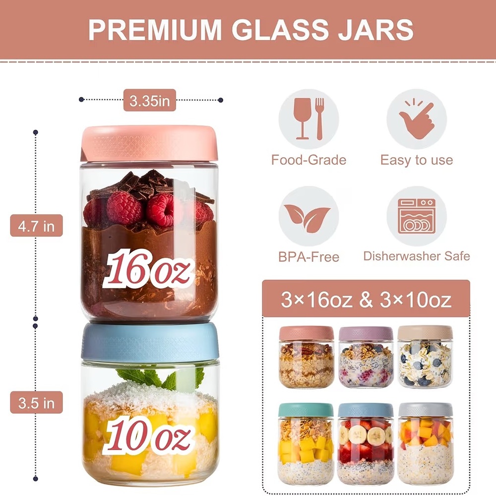Colorful Glass Storage Jar Set of 6 - Picture 4 of 12